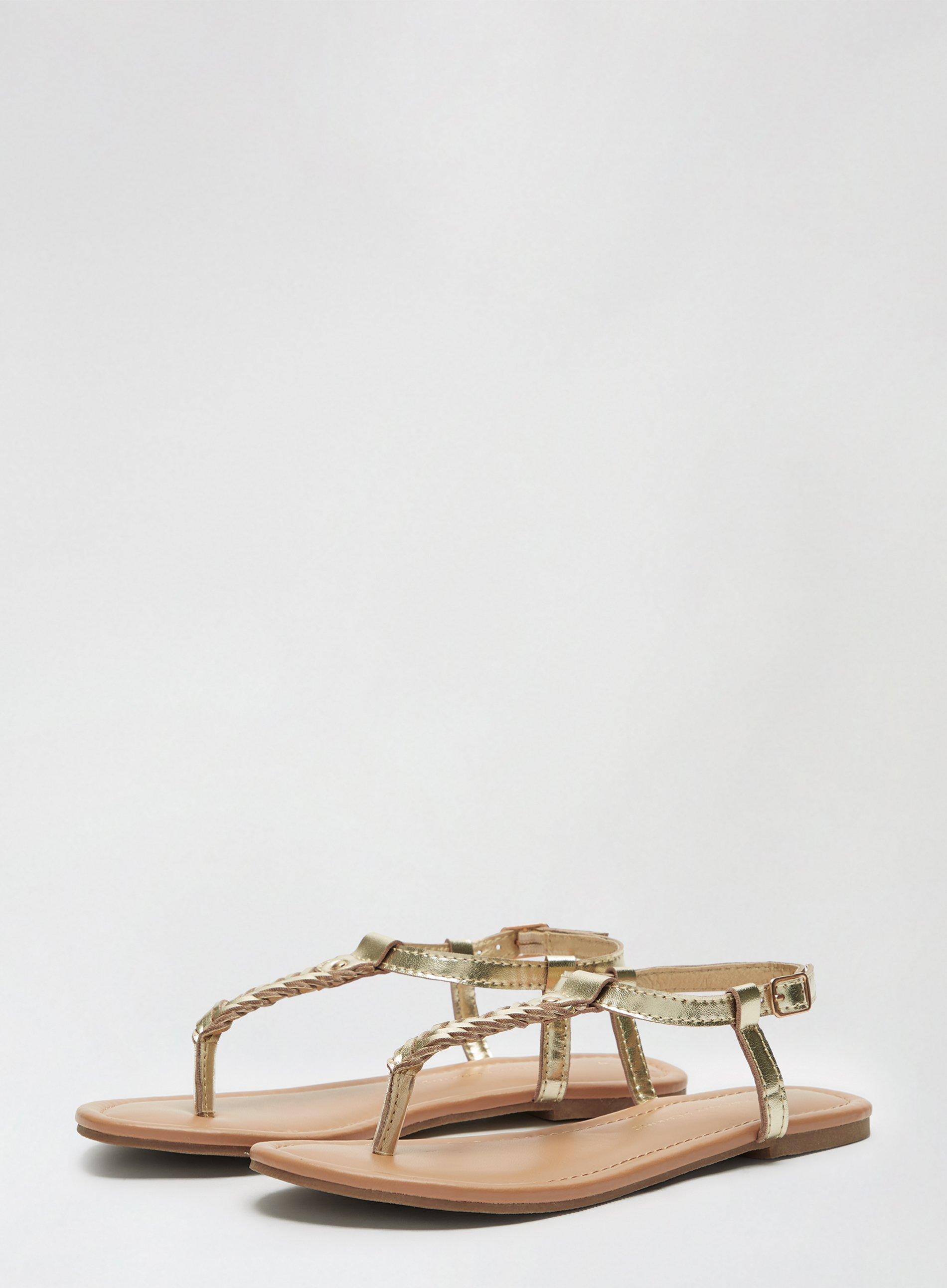 Sandals Wide Fit Gold Free Woven Sandals Dorothy Perkins